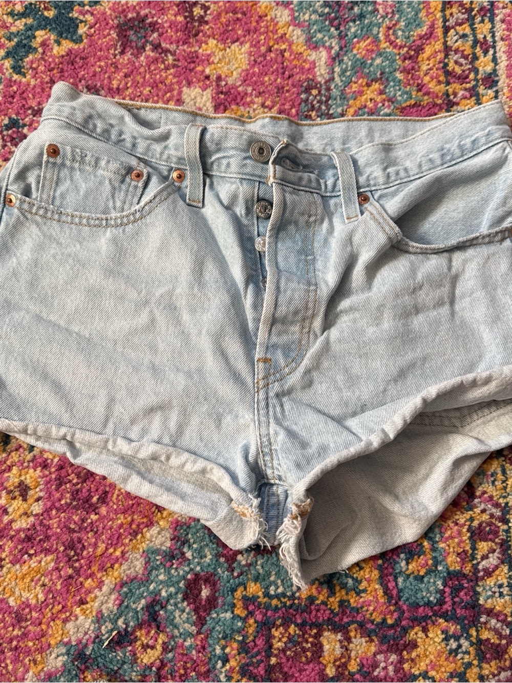Levi's Light Blue Distressed Denim Cutoff Shorts